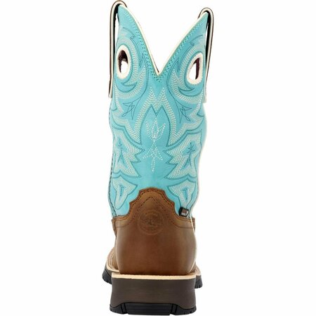 Rocky Rosemary Womens Waterproof Composite Toe Western Boot, BROWN TURQUOISE, M, Size 10 RKW0412